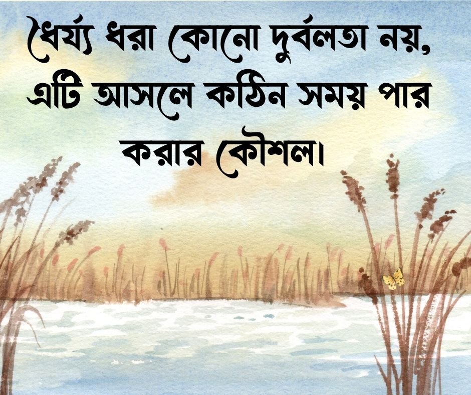 ধৈর্য্য ধরা কোনো দুর্বলতা নয়, এটি আসলে কঠিন সময় পার করার কৌশল। 💙